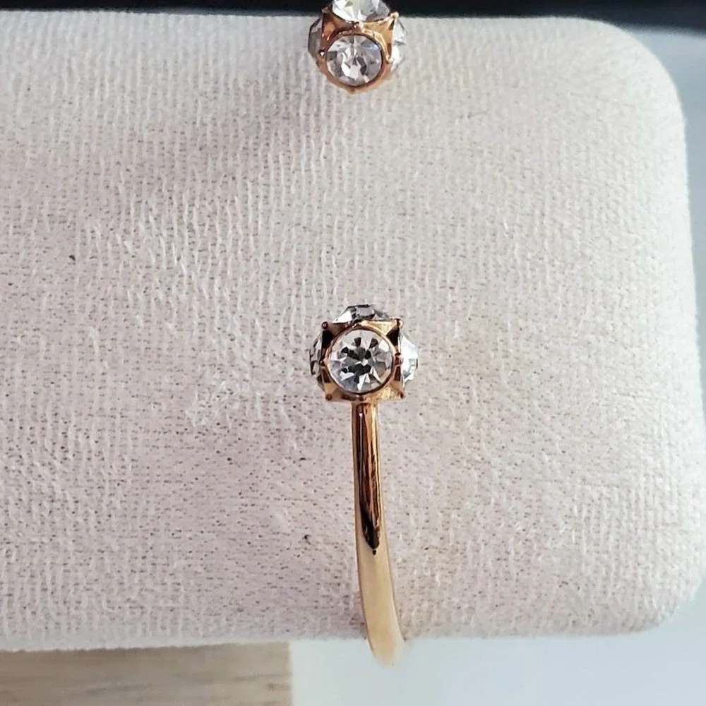 Kate Spade Lady Marmalade Gold Tone Crystal Disco Ball Hinge Cuff Bracelet - Picture 3 of 7